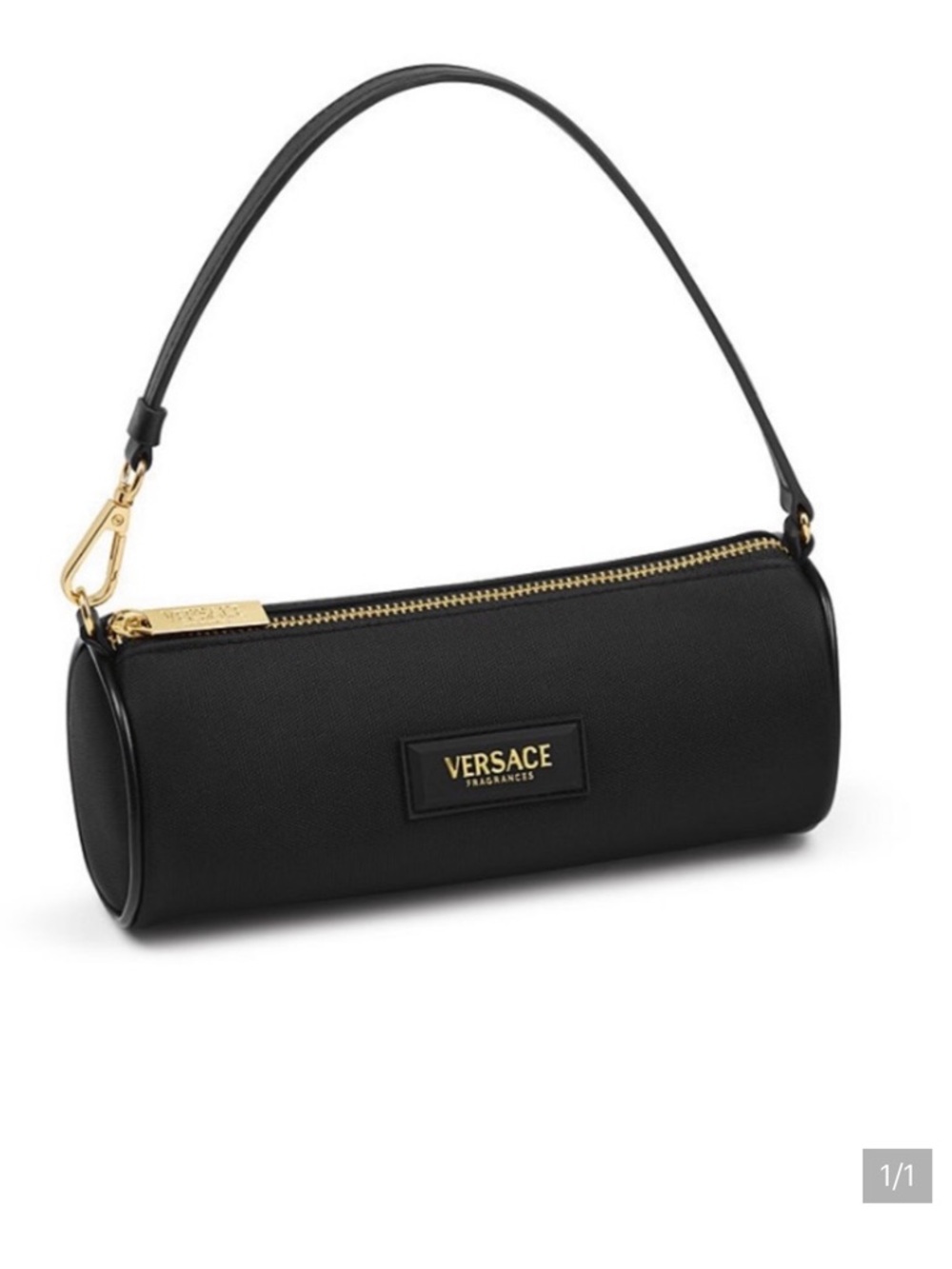 Versace Black Mini Cylinder Shoulder Bag with Gold Hardware